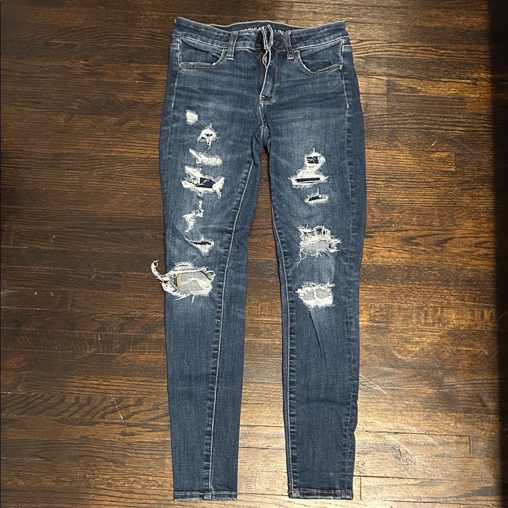 American Girl Dark Blue Distressed Skinny Jeans